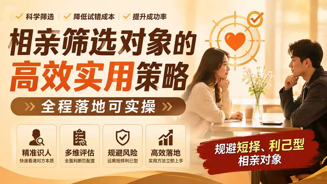 付费文章：相亲筛选对象的高效实用策略，全程落地可实操，规避短择、利己型相亲对象-资源之家
