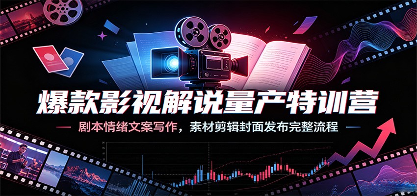爆款影视解说量产特训营:剧本情绪文案写作,素材剪辑封面发布完整流程-资源之家