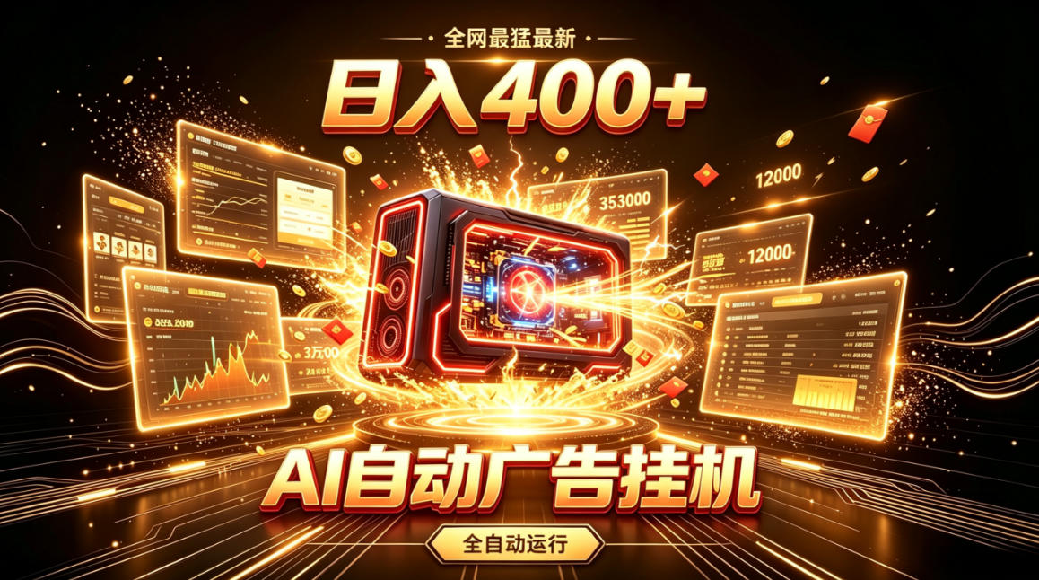 全网最猛最新的AI自动广告挂G，狠收益日入400+，真正做到躺賺式变现【揭秘】-资源之家