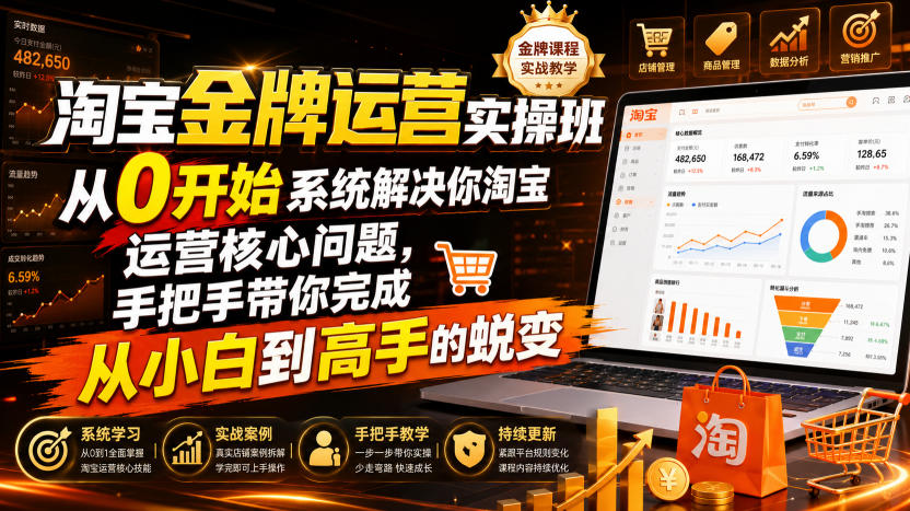 淘宝金牌运营实操班,从0开始系统解决你淘宝运营核心问题,手把手带你完成从小白到高手的蜕变(2026年7月)-资源之家