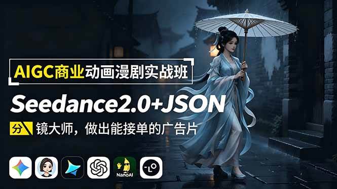 （19350期）AIGC商业动画漫剧实战班-更新：Seedance2.0+JSON分镜大师，做出能接单的广告片-资源之家