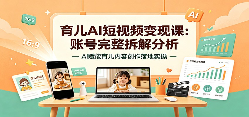 育儿AI短视频变现课：账号完整拆解分析，AI赋能育儿内容创作落地实操-资源之家
