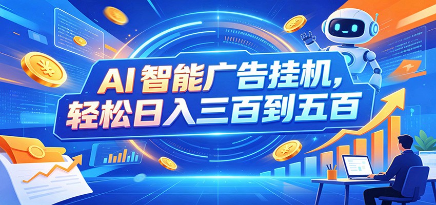 AI智能广告挂机，24小时自动跑，日入300-500，新手零门槛-资源之家