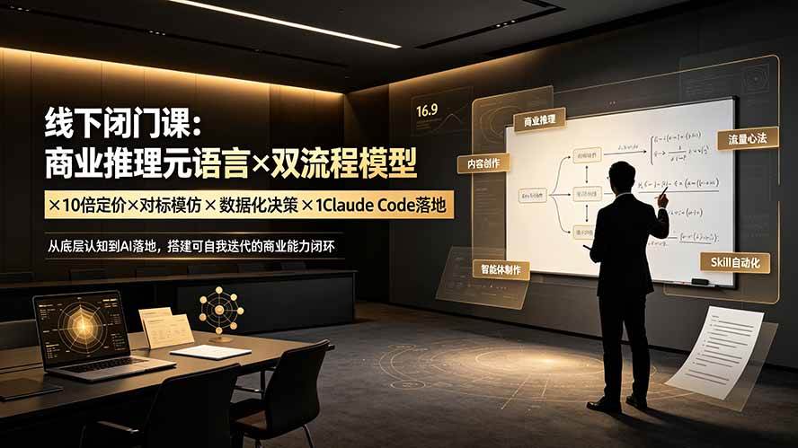 (19381期)线下闭门课:商业推理元语言×双流程模型×10倍定价×对标模仿×数据化决策×Claude Code落地,击穿认知盲区-资源之家