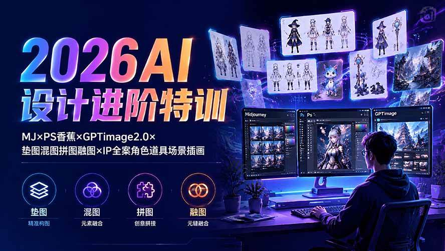 （19569期）2026AI设计进阶特训：MJ×PS香蕉×GPTimage2.0×垫图混图拼图融图×IP全案角色道具场景插画-资源之家