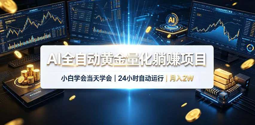 AI全自动黄金量化躺賺项目，24小时自动运行，月入2W！-资源之家