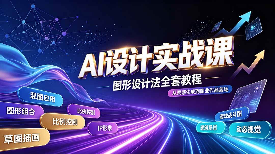 （19554期）AI设计实战课｜图形设计法全套教程，解锁AI工作流技法，精通插画IP、建筑、游戏视觉创作-资源之家
