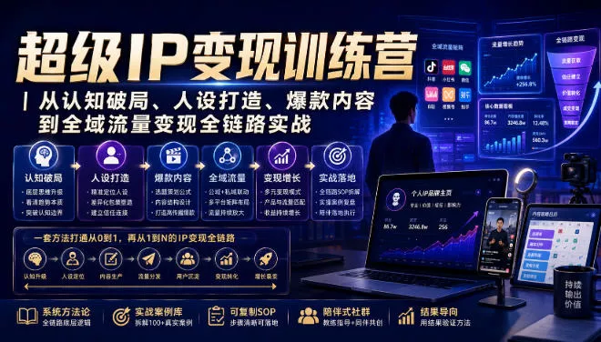 超级IP变现训练营｜从认知破局、人设打造、爆款内容到全域流量变现全链路实战-资源之家