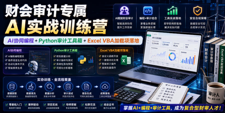 财会审计专属AI实战训练营|AI协同编程+Python审计工具箱+Excel VBA加载项落地(更新0710)-资源之家