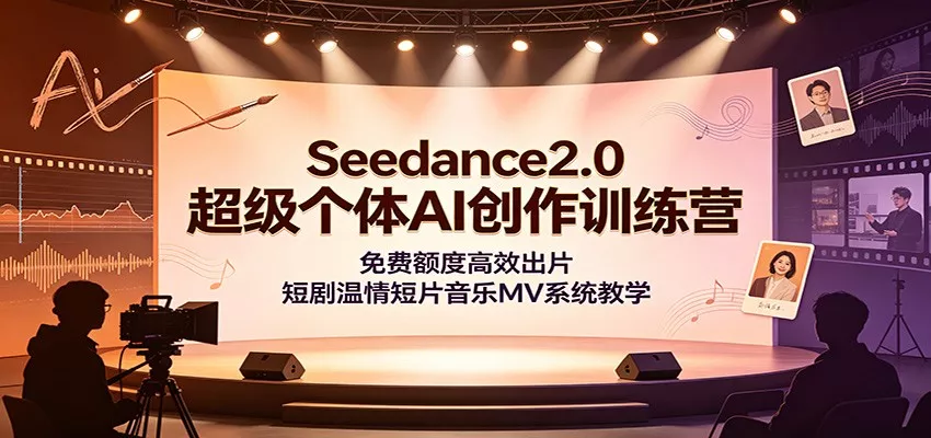 Seedance2.0超级个体AI创作训练营:免费额度高效出片,短剧温情短片音乐MV系统教学-资源之家