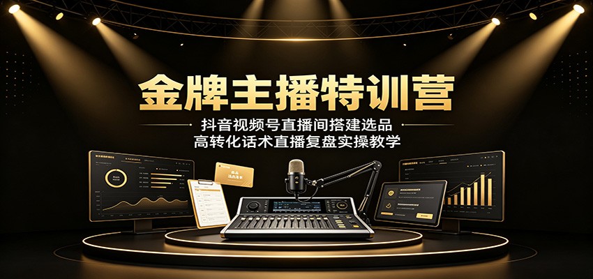 金牌主播特训营：抖音视频号直播间搭建选品，高转化话术直播复盘实操教学-资源之家