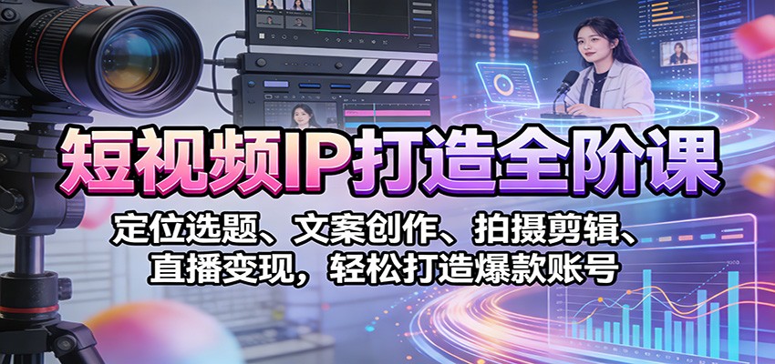 短视频IP打造全阶课：定位选题、文案创作、拍摄剪辑、直播变现，轻松打造爆款账号-资源之家