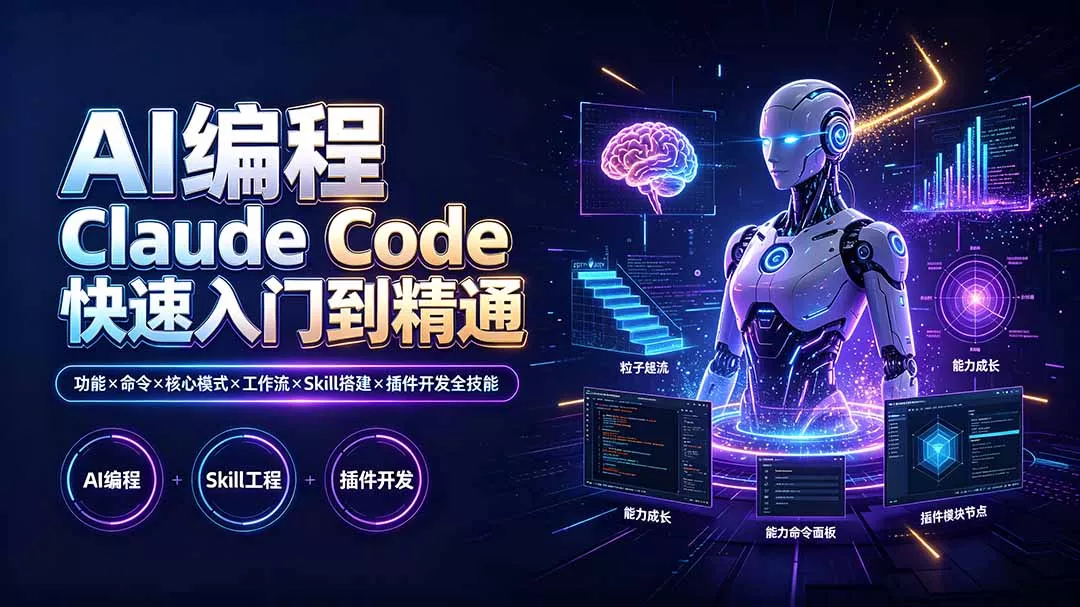AI编程 Claude Code快速入门到精通:功能×命令×核心模式×工作流×Skill搭建×插件开发全技能-资源之家