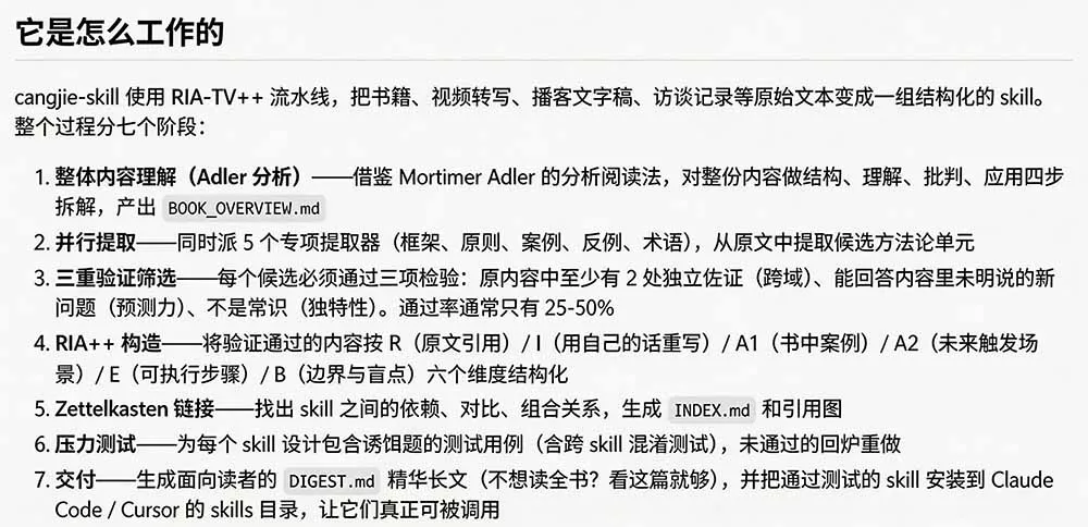 全网走红！GitHub上6.7K Star的开源项目，把任何书、长视频、播客蒸馏成AI工具，值得收藏 cangjie-skill-资源之家