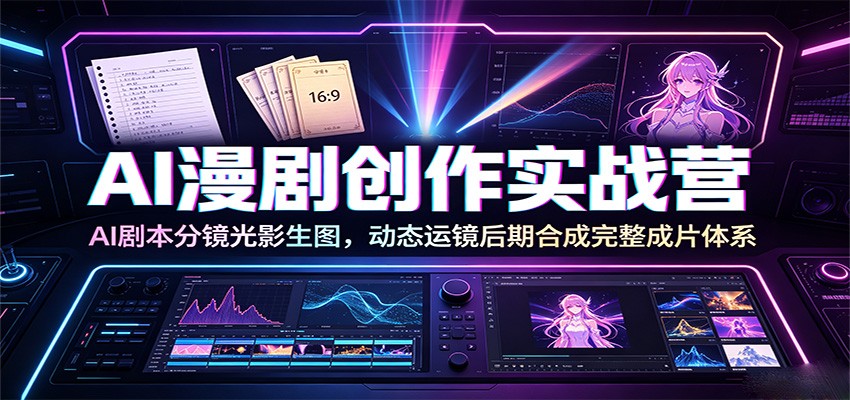 AI漫剧创作实战营:AI剧本分镜光影生图,动态运镜后期合成完整成片体系-资源之家