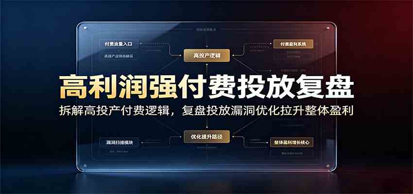高利润强付费投放复盘:拆解高投产付费逻辑,复盘投放漏洞优化拉升整体盈利-资源之家