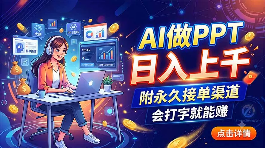 AI做PPT日入上千,附永久接单渠道,会打字就能赚 AI做PPT日入上千,附永久接单渠道,会打字就能赚