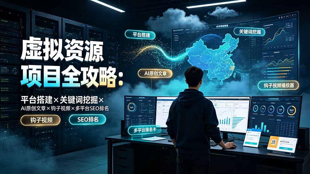 虚拟资源项目全攻略：平台搭建×关键词挖掘×AI原创文章×钩子视频×多平台SEO排名-资源之家