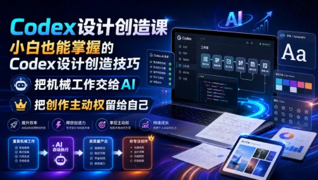 Codex设计创造课,小白也能掌握的Codex设计创造技巧,把机械工作交给AI,把创作主动权留给自己-资源之家
