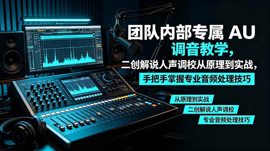 （19517期）某大佬团队内部专属 AU 调音教学，二创解说人声调校从原理到实战，手把手掌握专业音频处理技巧-资源之家