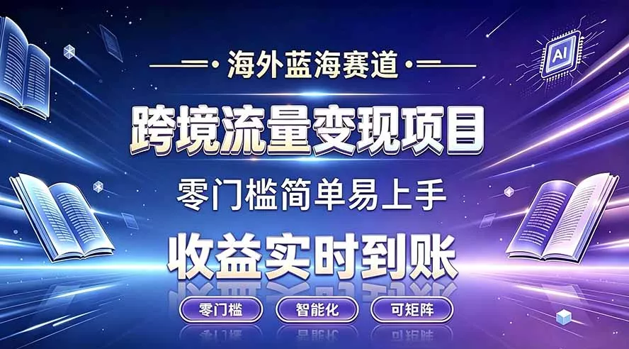 海外蓝海赛道 跨境流量变现项目 收益实时到账 零门槛简单易上手-资源之家