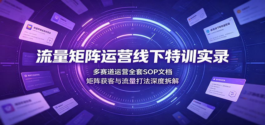 流量矩阵运营线下特训实录：多赛道运营全套SOP文档，矩阵获客与流量打法深度拆解-资源之家