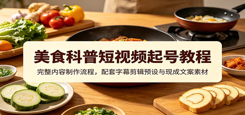 美食科普短视频起号教程：完整内容制作流程，配套字幕剪辑预设与现成文案素材-资源之家