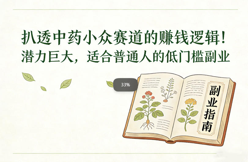 扒透中药小众赛道的賺米逻辑，潜力巨大，适合普通人的低门槛副业-资源之家