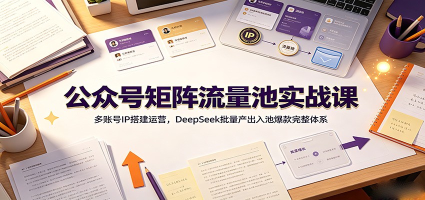 公众号矩阵流量池实战课:多账号IP搭建运营,DeepSeek批量产出入池爆款完整体系-资源之家