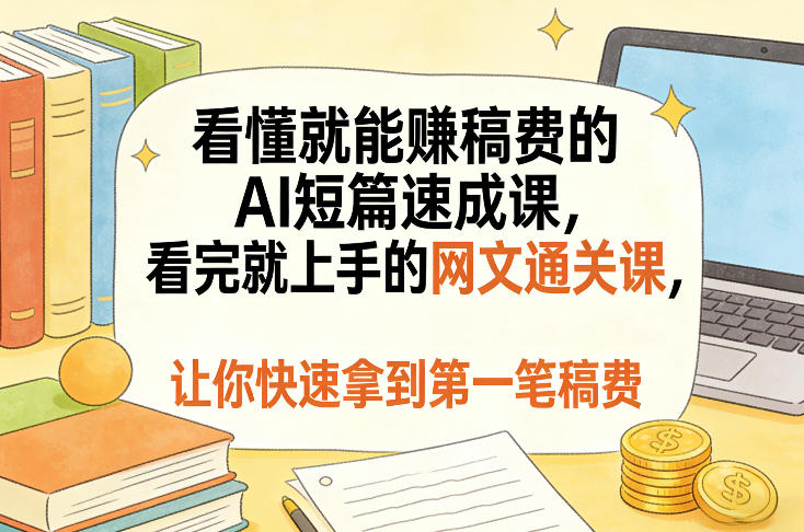看懂就能賺稿费的AI短篇速成课，看完就上手的网文通关课，让你快速拿到第一笔稿费（更新8月）-资源之家