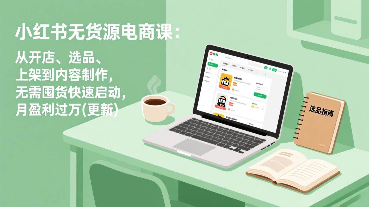 （19512期）小红书无货源电商课(7月更新)：从开店、选品、上架到内容制作，无需囤货快速启动，月盈利过万-资源之家
