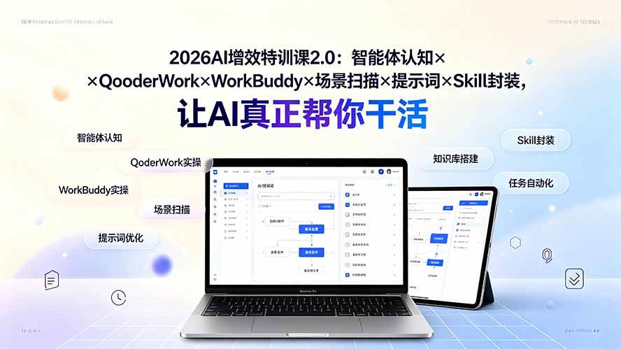 (19368期)2026AI增效特训课2.0:智能体认知×QoderWork×WorkBuddy×场景扫描×提示词×Skill封装,让AI真正帮你干活-资源之家