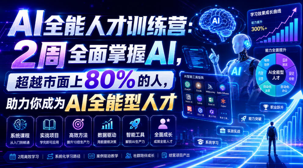 AI全能人才训练营:2周全面掌握AI,超越市面上80%的人,助力你成为AI全能型人才-资源之家