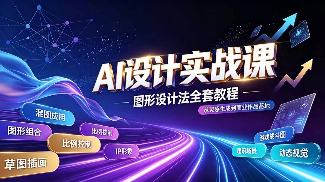 AI设计实战课｜图形设计法全套教程，解锁AI工作流技法，精通插画IP、建筑、游戏视觉创作-资源之家