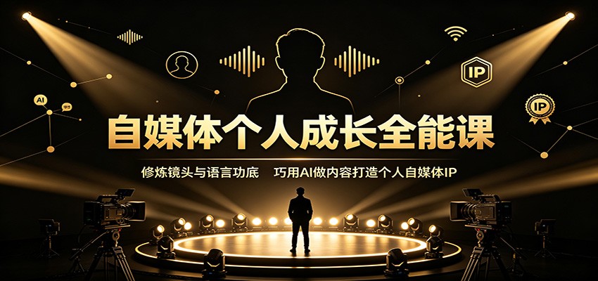 自媒体个人成长全能课：修炼镜头与语言功底，巧用AI做内容打造个人自媒体IP-资源之家