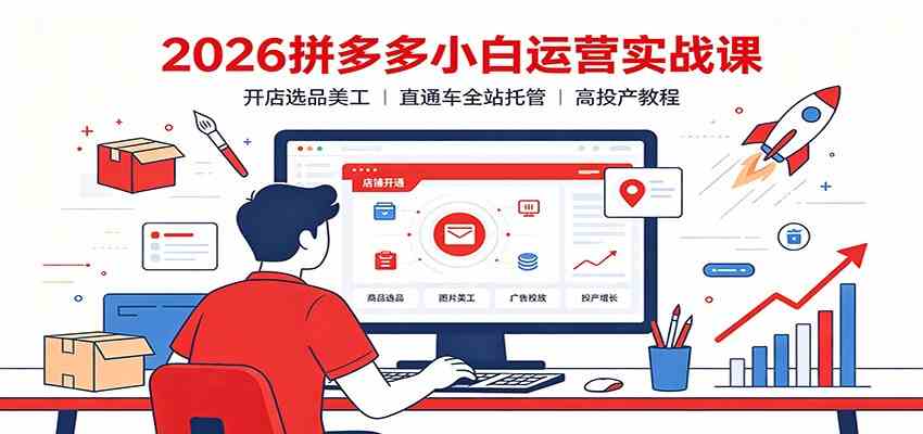 2026拼多多小白运营实战课：开店选品美工，直通车全站托管高投产教程-资源之家