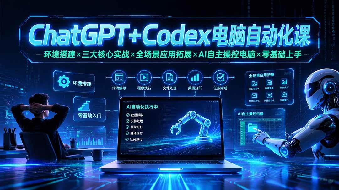（19583期）ChatGPT+Codex电脑自动化课：环境搭建×三大核心实战×全场景应用拓展×AI自主操控电脑×零基础上手-资源之家