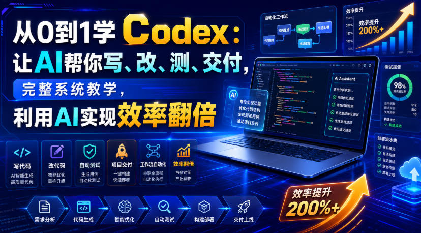 从0到1学Codex：让AI帮你写、改、测、交付，完整系统教学，利用AI实现效率翻倍-资源之家