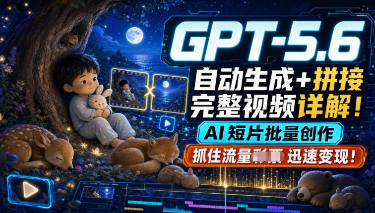 GPT-5.6自动生成+拼接完整视频详解,AI短片批量创作,抓住流量迅速变现!-资源之家