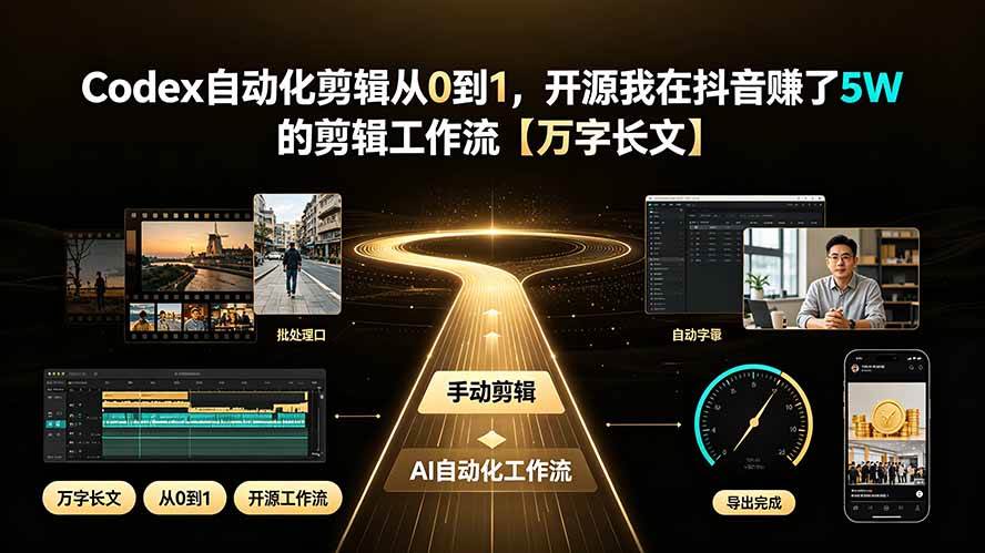 （19504期）Codex自动化剪辑从0到1，开源我在抖音赚了5W 的剪辑工作流【万字长文】-资源之家