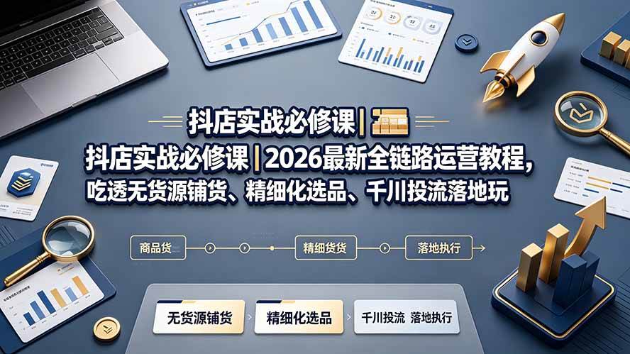 （19549期）抖店实战必修课｜2026最新全链路运营教程，吃透无货源铺货、精细化选品、千川投流落地玩法-资源之家