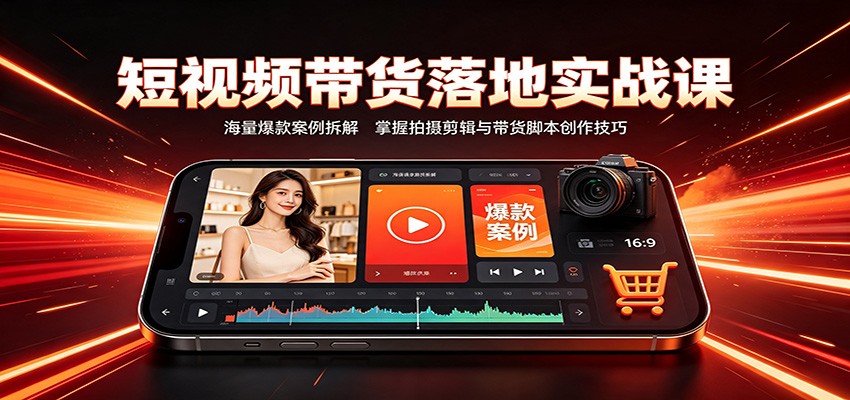 短视频带货落地实战课：海量爆款案例拆解，掌握拍摄剪辑与带货脚本创作技巧-资源之家