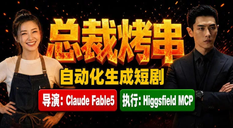 Claude Fable5担任导演+Higgsfield MCP落地执行｜《总裁烤串》真人质感短剧全自动AI生成全流程教学-资源之家