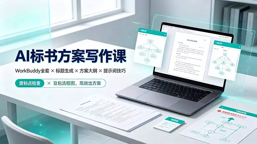 AI标书方案写作课：WorkBuddy全套×标题生成×方案大纲×提示词技巧×废标点检查×豆包流程图，高效出方案-资源之家
